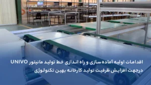 اقدامات اولیه آماده‌سازی و راه اندازی خط تولید مانیتور UNIVO درجهت افزایش ظرفیت تولید کارخانه بهین تکنولوژی